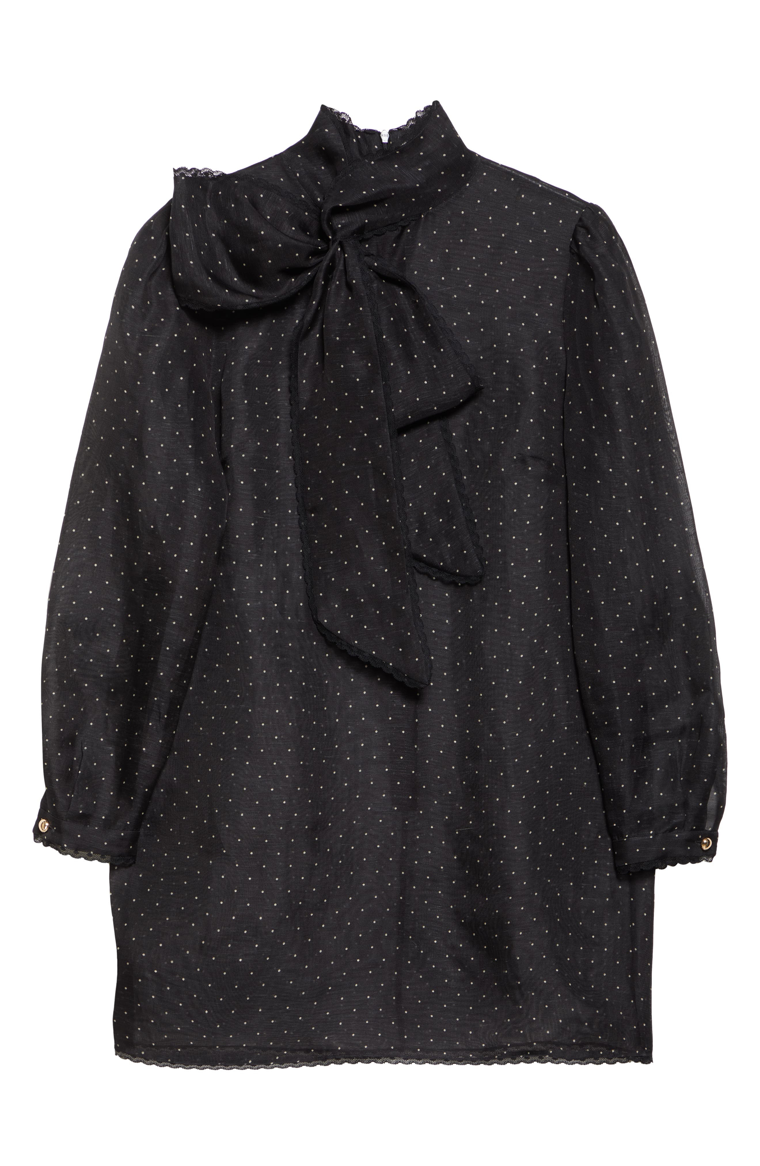 Zimmermann Dream Polka Dot Long Sleeve Pussy Bow Minidress in Black Dot at Nordstrom - 5