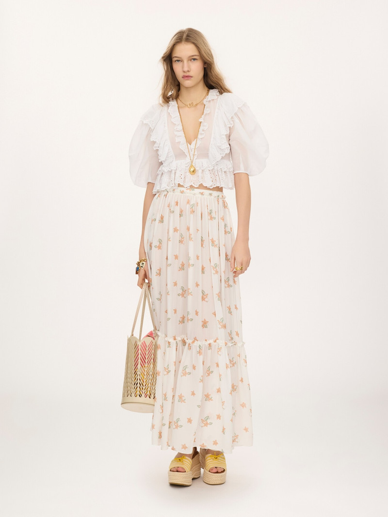 Chloé CROPPED V-NECK RUFFLE TOP IN COTTON VOILE outlook