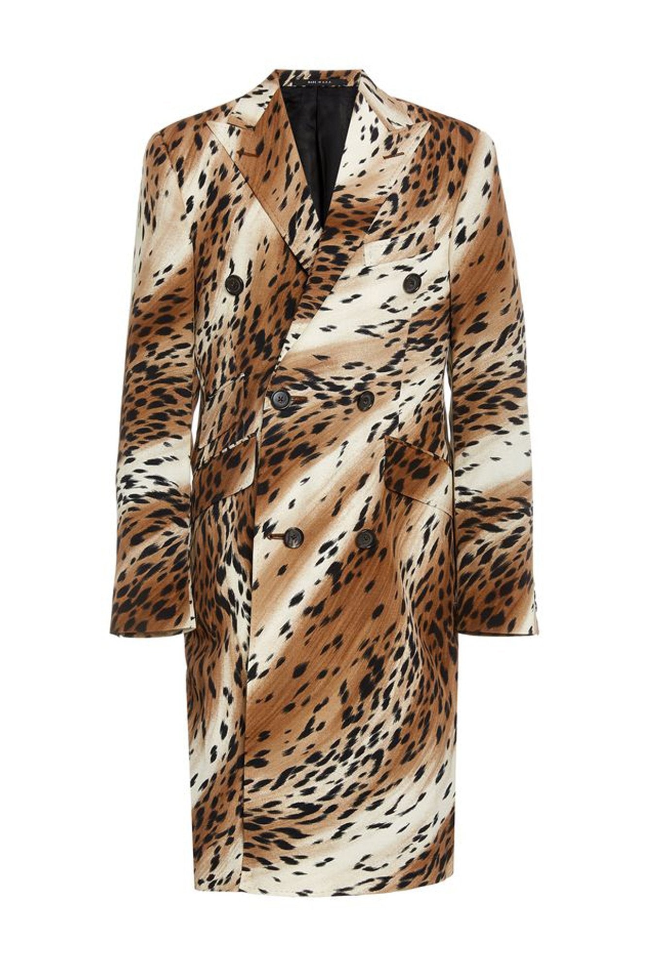 Peak Lapel Double Breasted Coat - Abstract Cheetah | R13 - 1