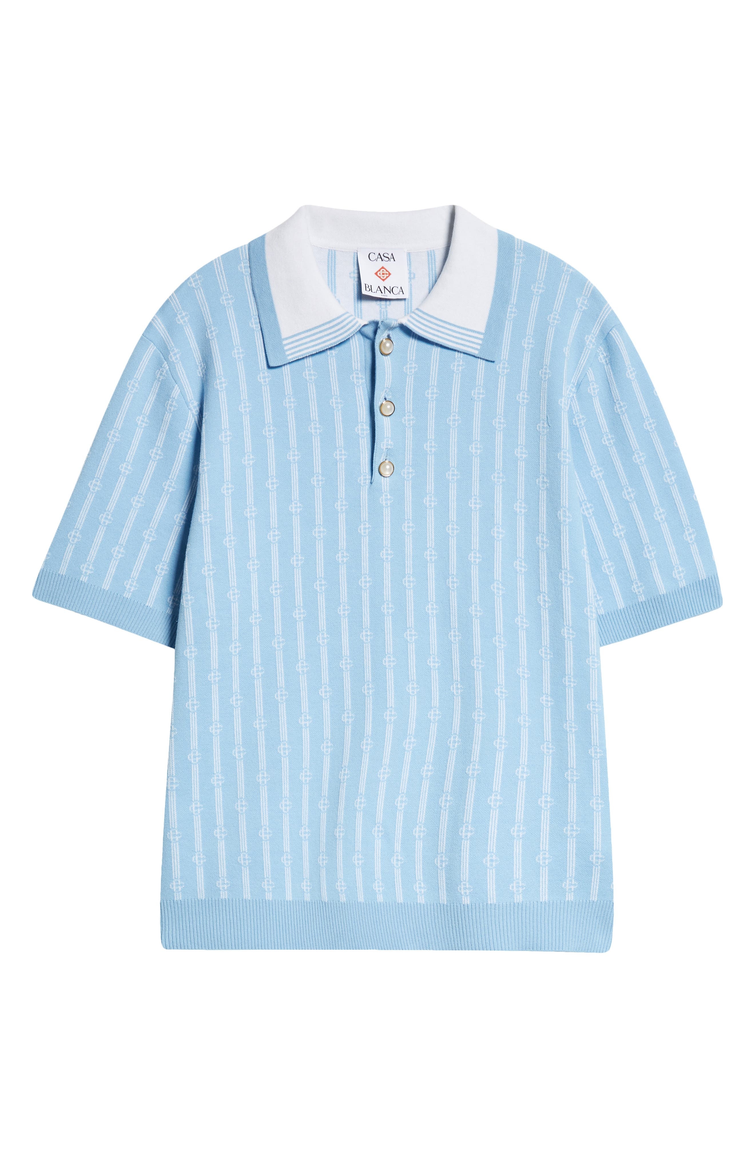 Casablanca Monogram Stripe Jacquard Polo in Blue at Nordstrom - 6