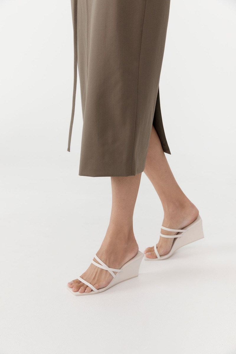 Cross Strap Wedge - Ivory 1