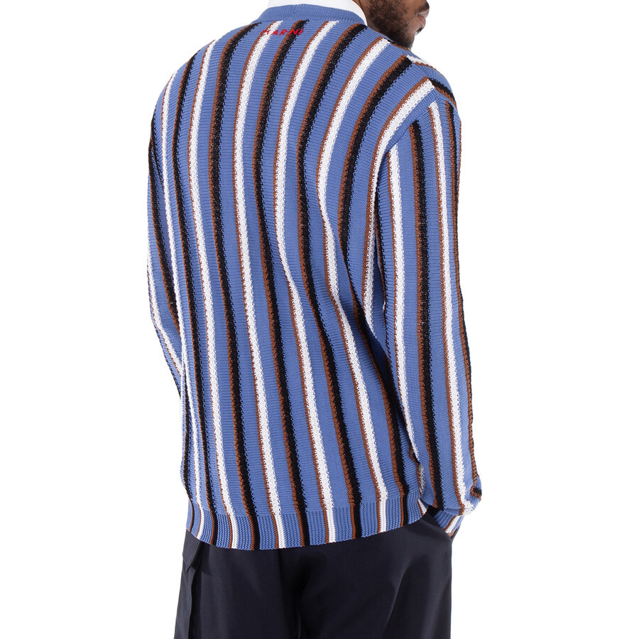 Marni V-Neck Stripe-Pattern Cotton Cardigan - 3