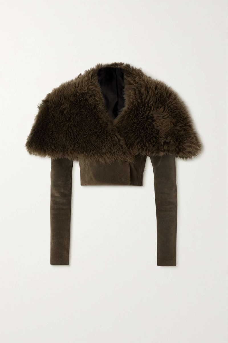 Cropped shearling and suede jacket - 1