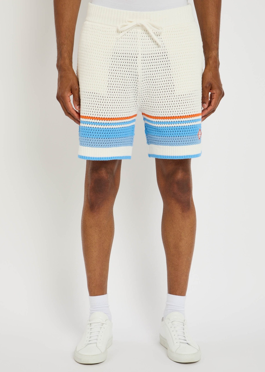 Casablanca Striped-crochet Cotton Shorts - 2