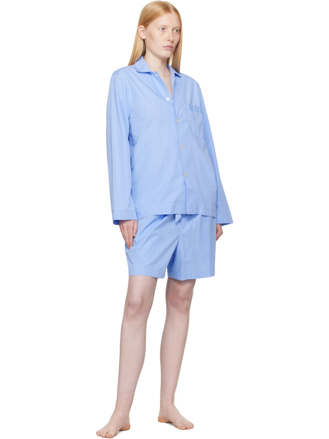 Blue Poplin Pyjama Shorts - 4