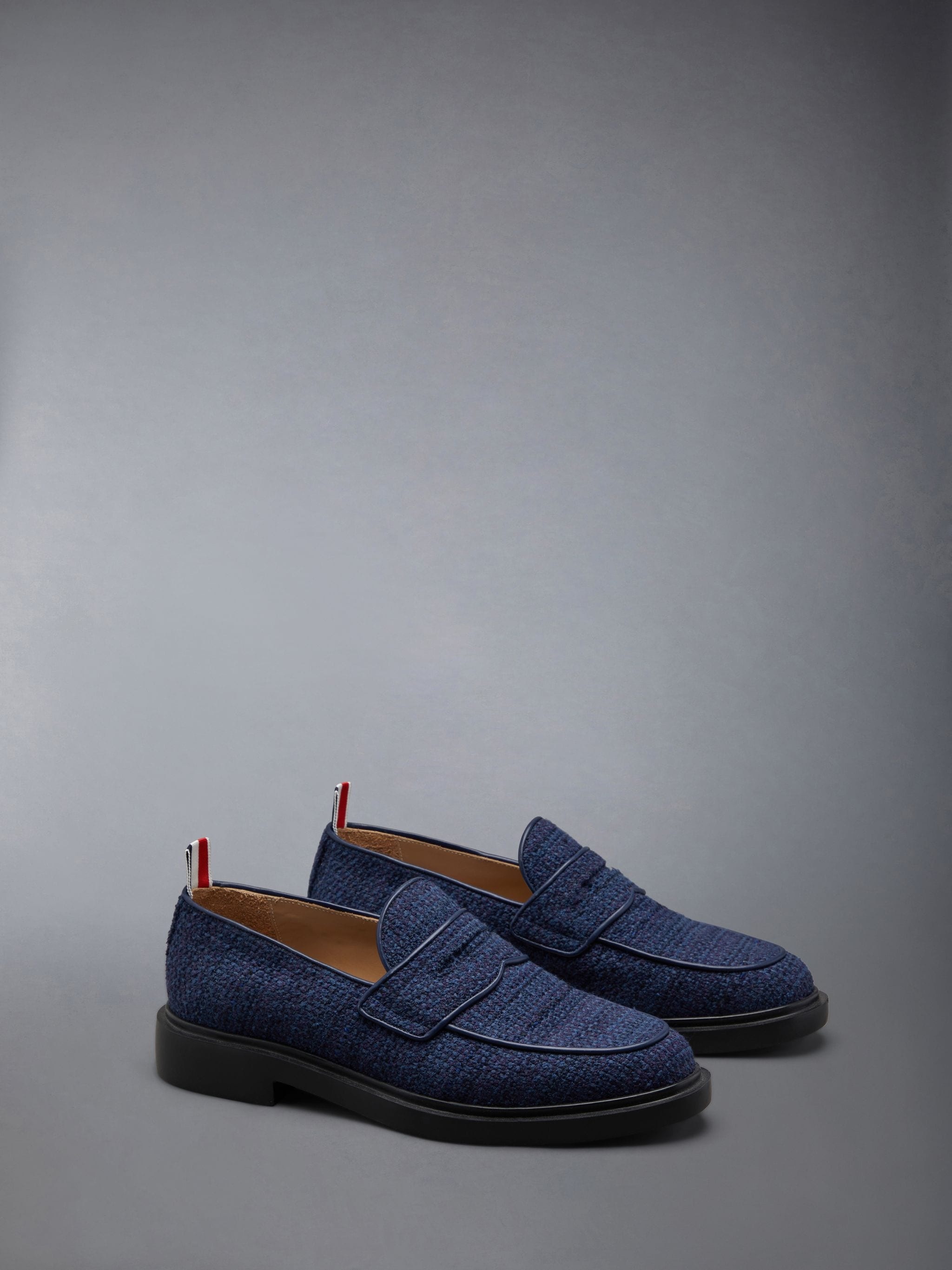 Cotton Tweed Rubber Sole Classic Penny Loafer - 2
