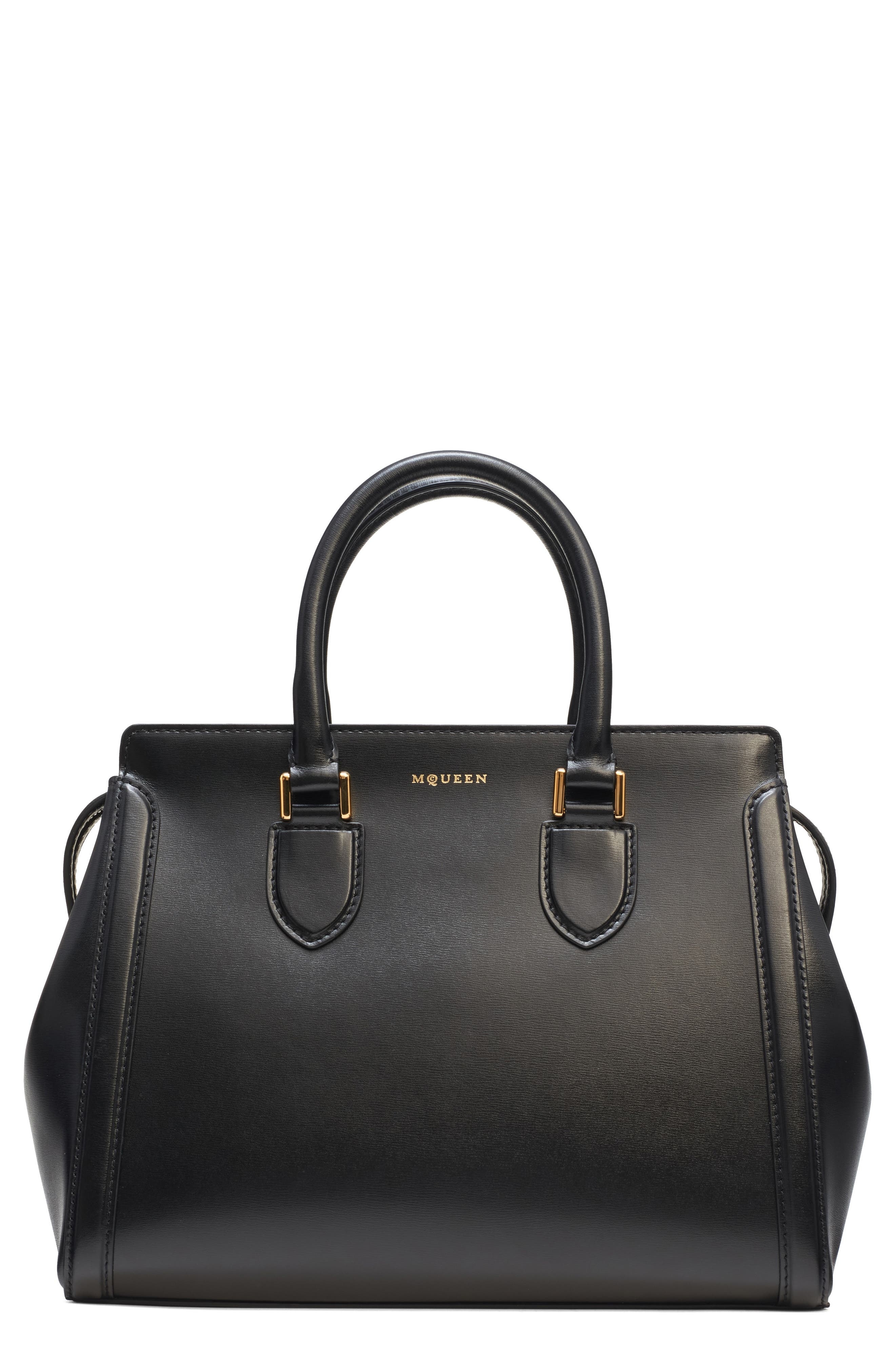 McQueen Large Birdee Boston Handbag in Black/Gold at Nordstrom - 1