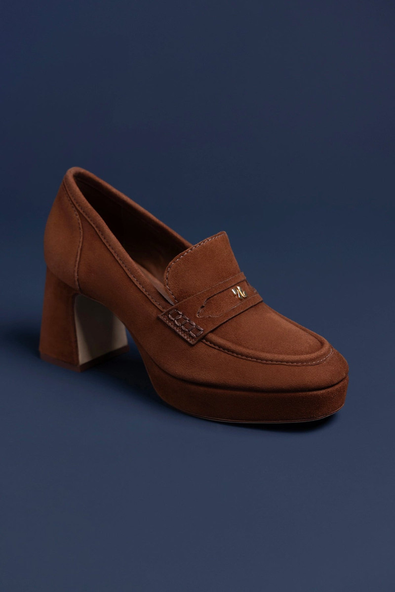 Larroudé Suki Platform In Burnt Umber Suede outlook