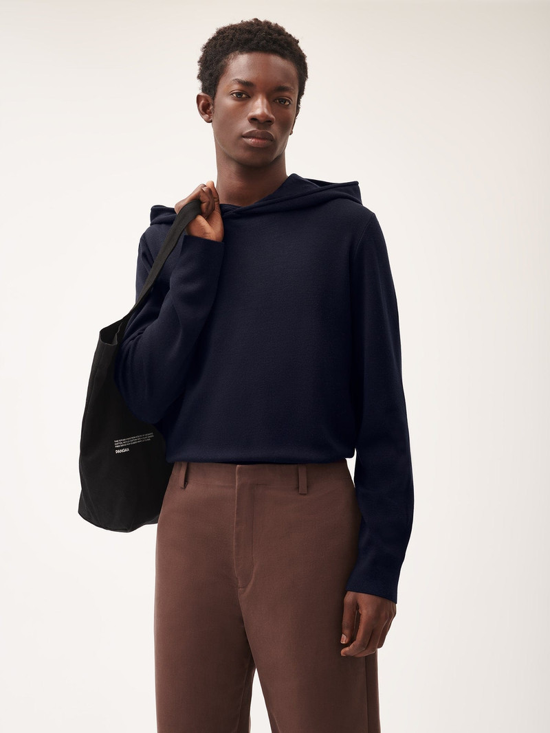 PANGAIA Mens Regenerative Merino Wool Hoodie - Navy outlook