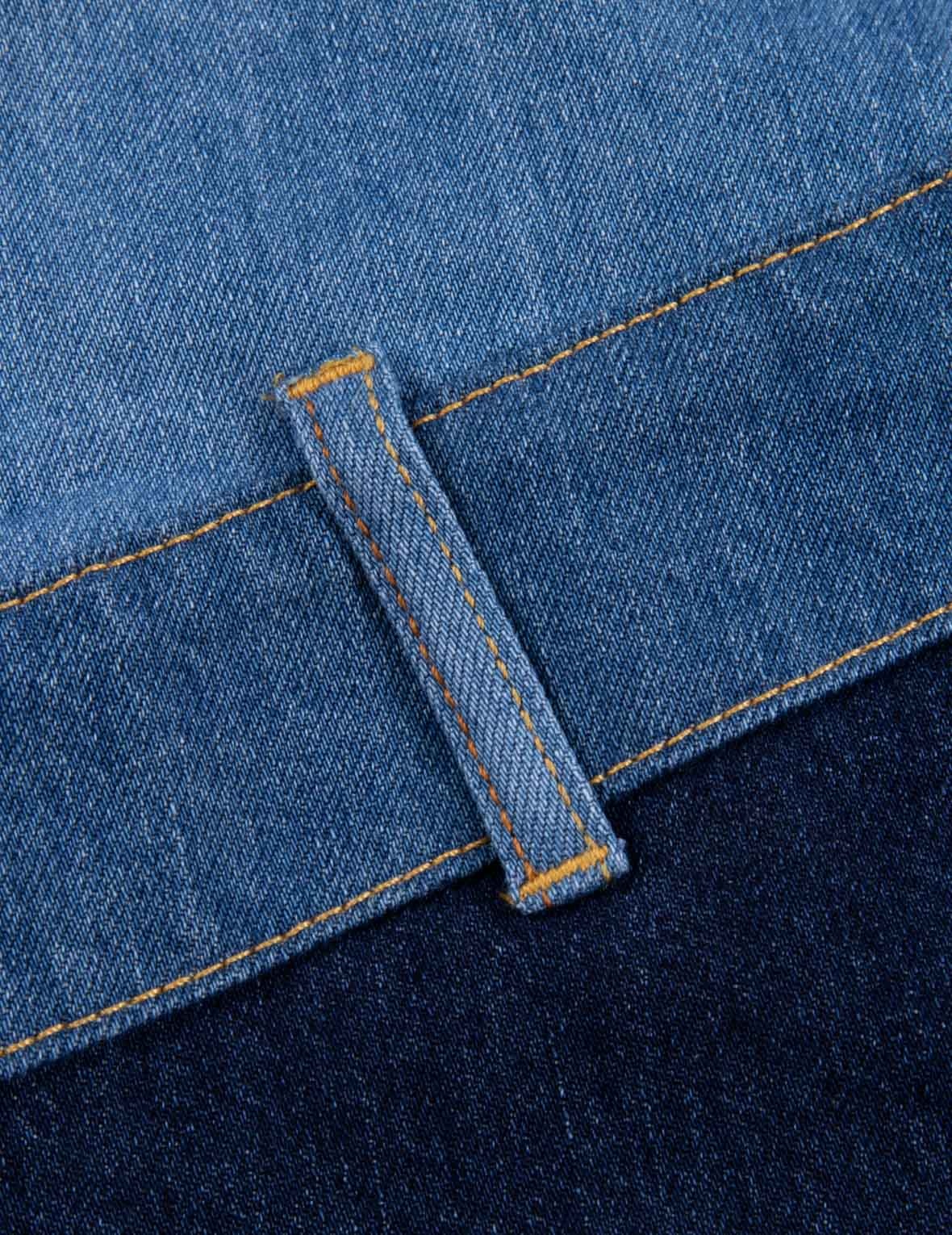 Patchwork with Seagull Embroidery Relax Fit Denim Shirt - 9