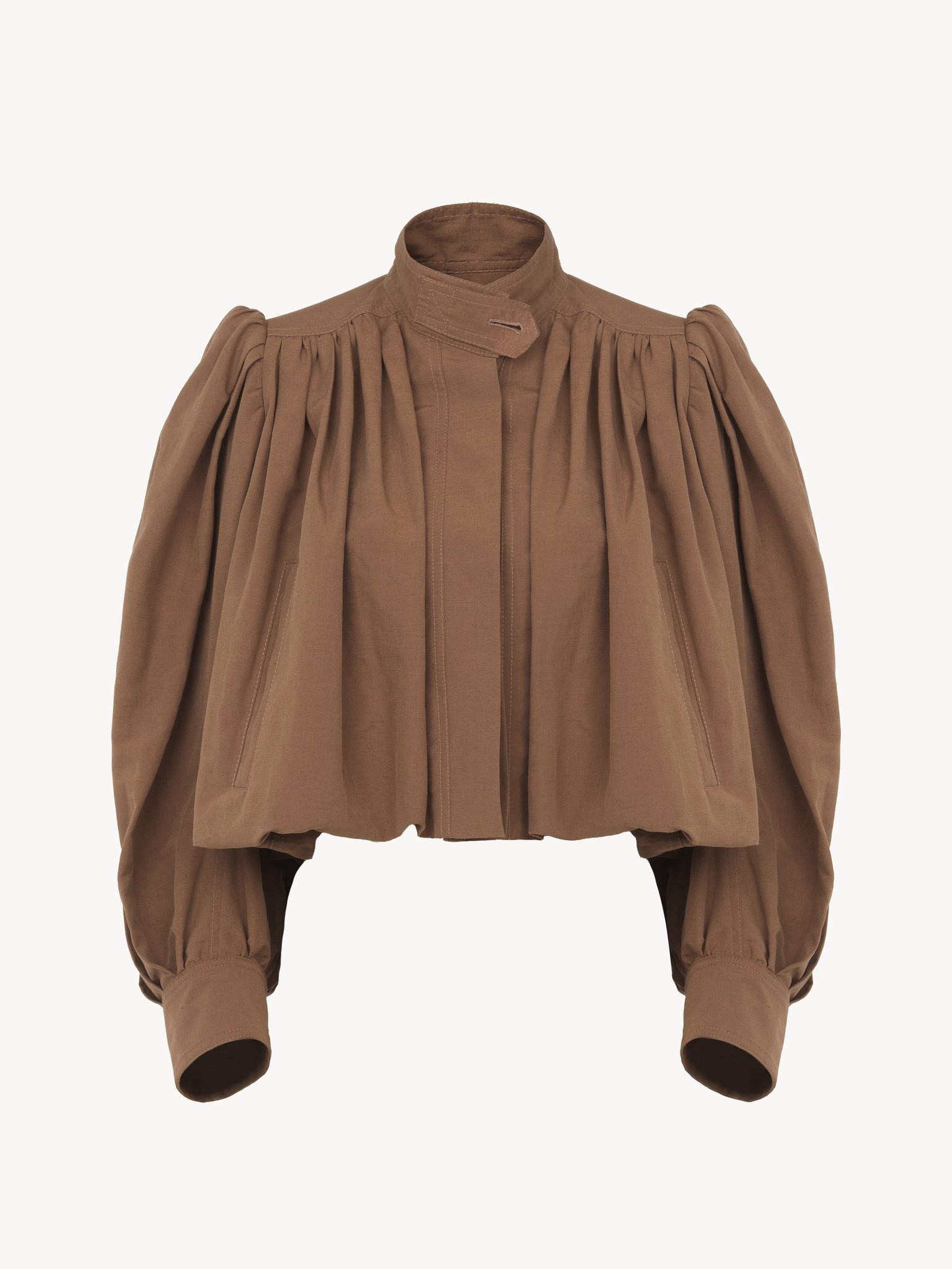 GATHERED BOULE JACKET IN LINEN & COTTON - 2