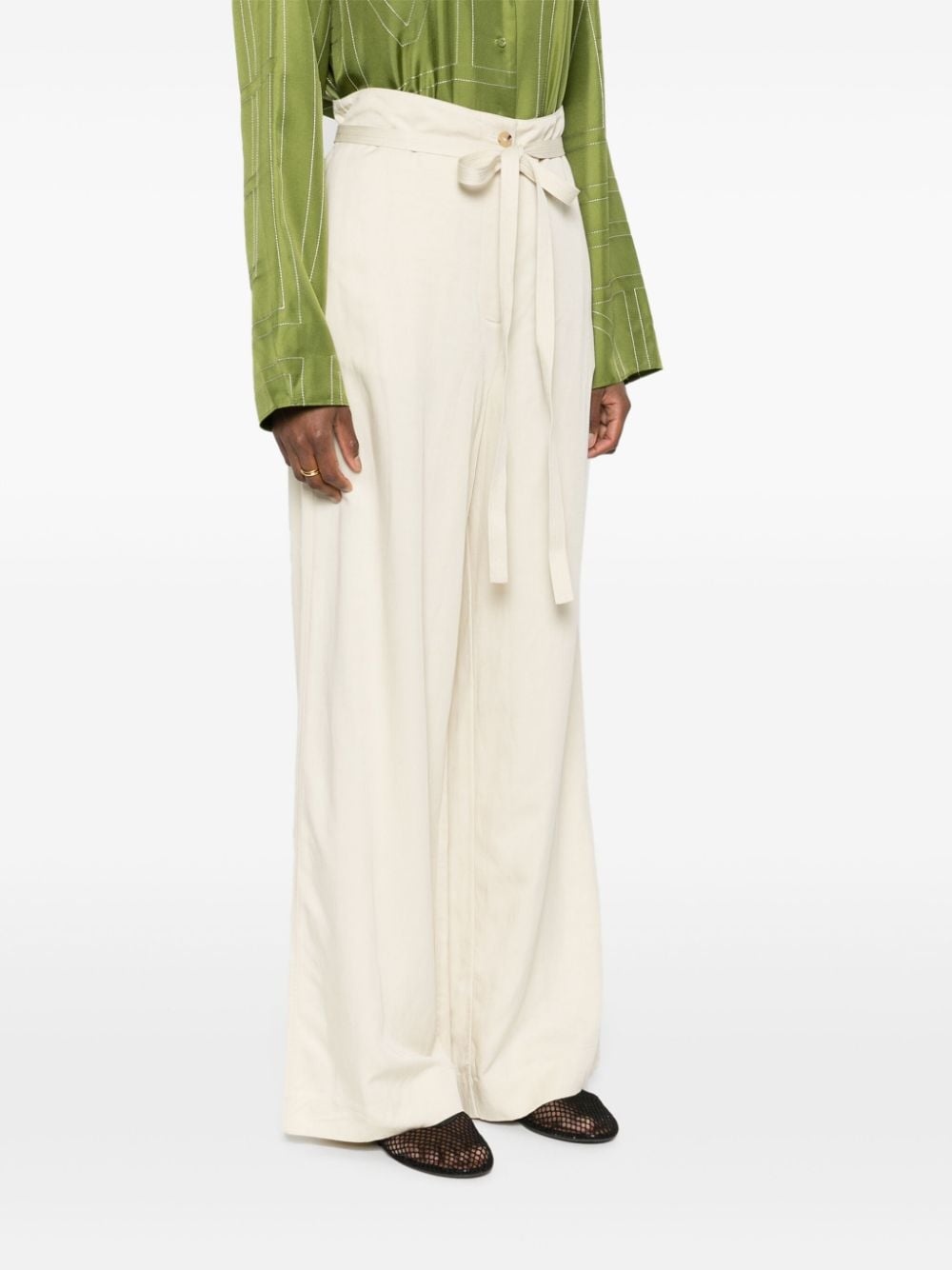 belted-waist flared trousers - 3