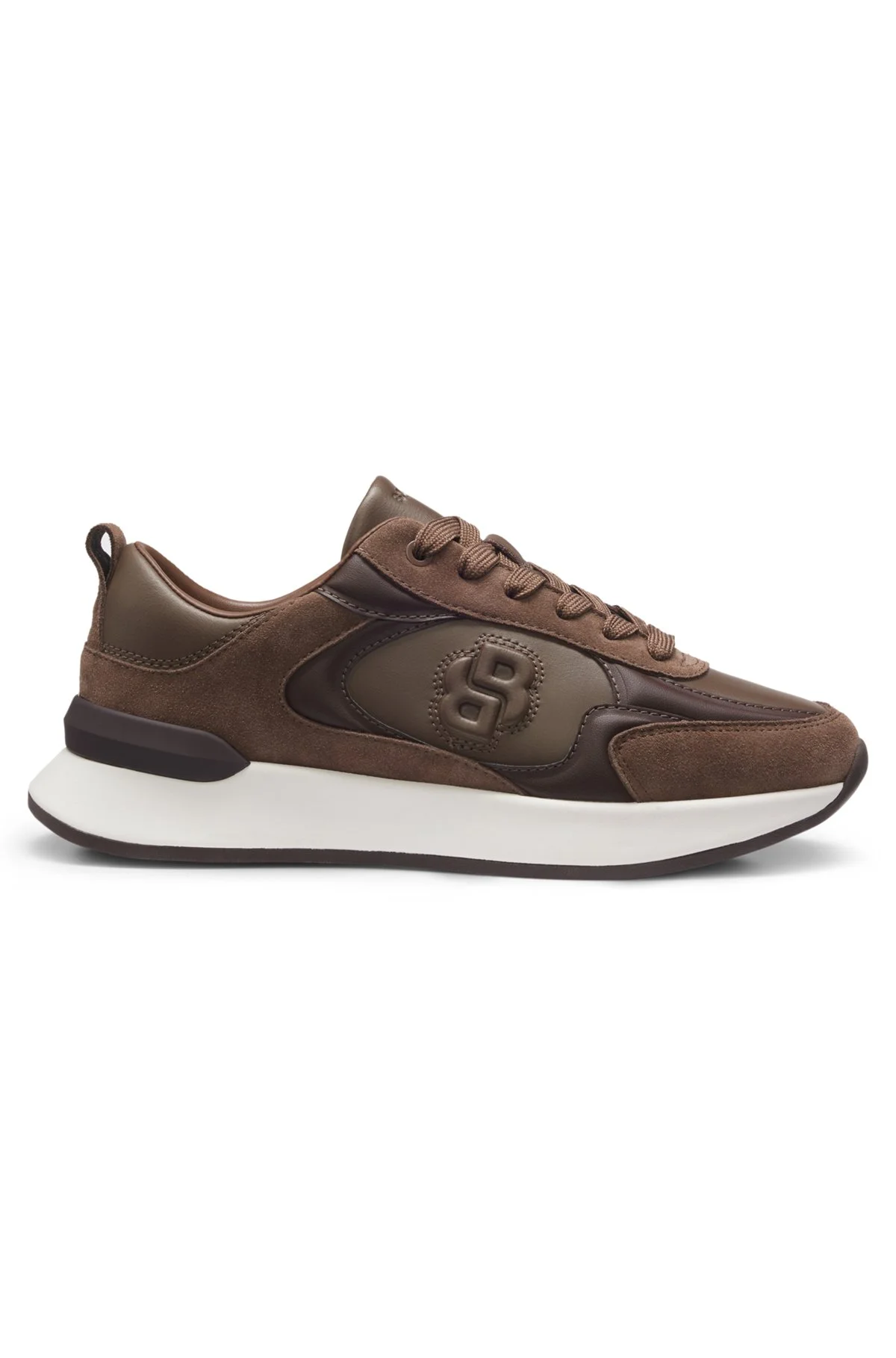 LEATHER AND SUEDE SNEAKERS WITH DOUBLE B MONOGRAM - 1