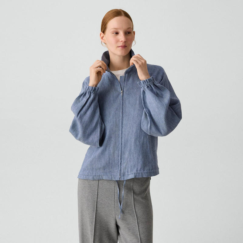 Collared Zip Jacket in Fluid Linen 2