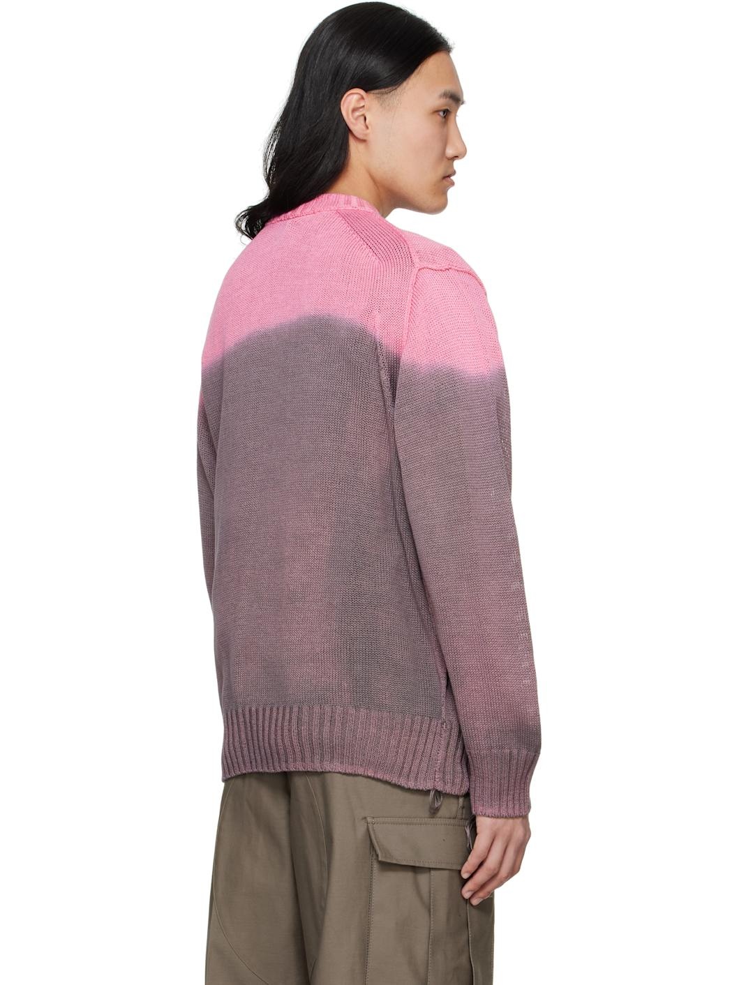 Pink & Gray Garment Dye Knit Sweater - 3