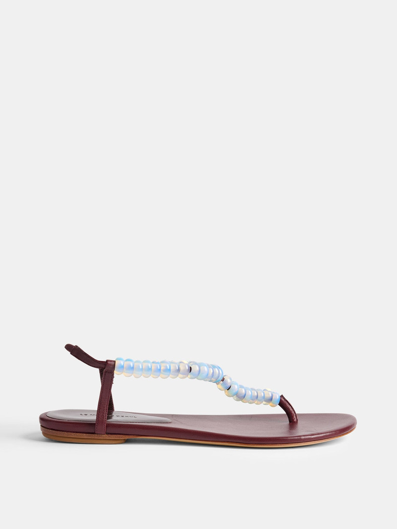 Beaded Thong / Burgundy Leather 1