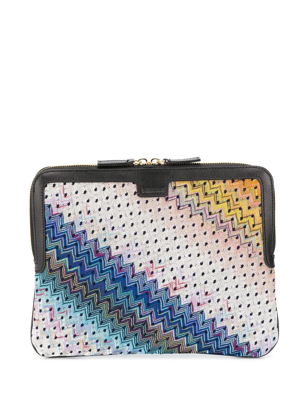 colour-block zig zag clutch - 1