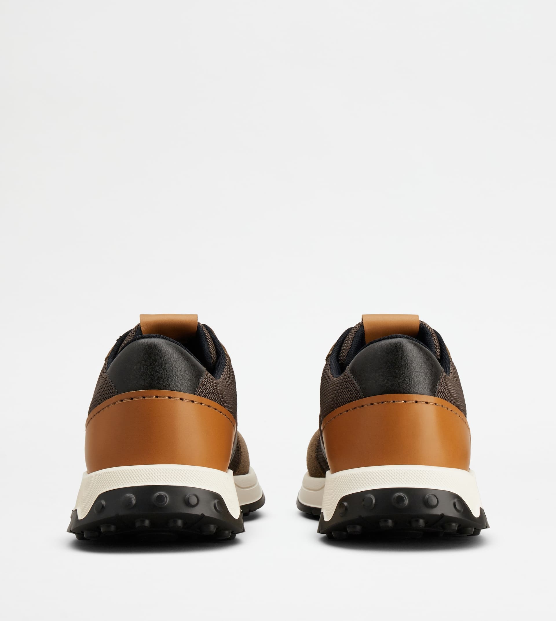 SNEAKERS IN LEATHER AND TECHNICAL FABRIC - BROWN - 3
