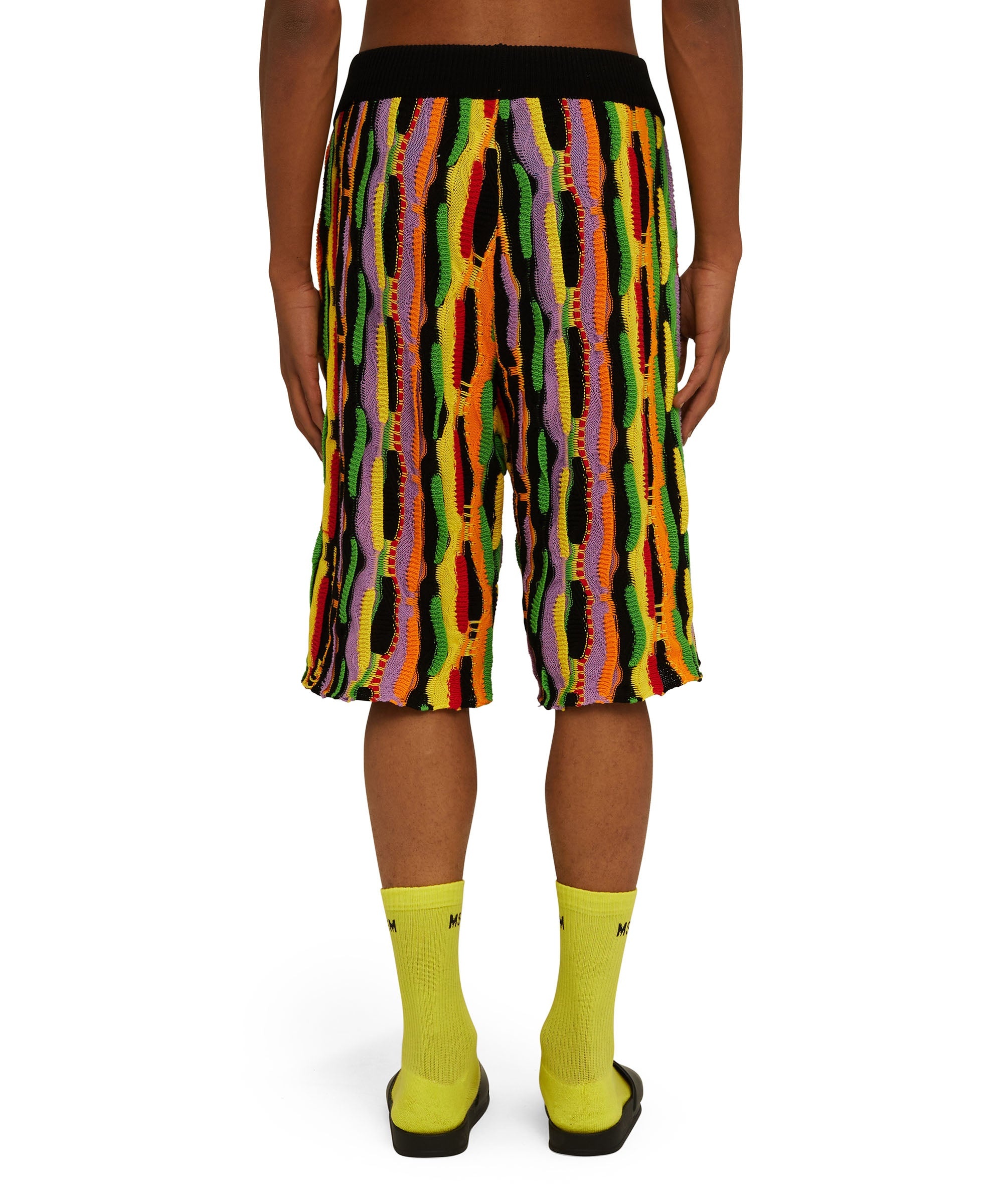 Knit cotton Bermuda shorts with multicolor ruffles - 3