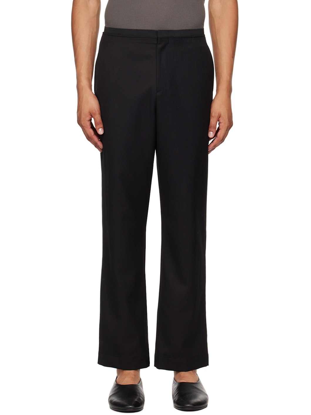 Black Elasticized Waistband Trousers - 1