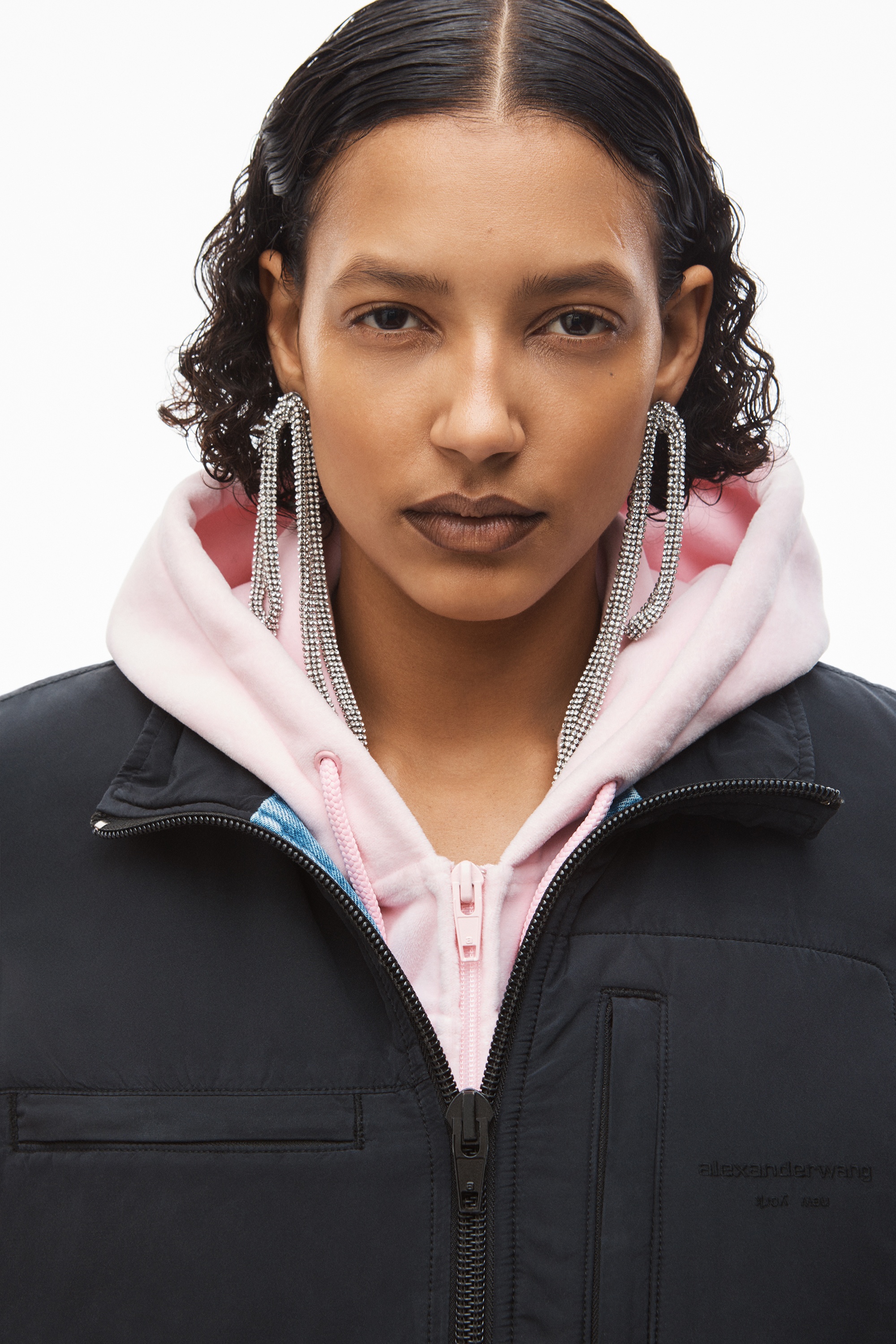 NYLON COMBO VEST IN DENIM - 5