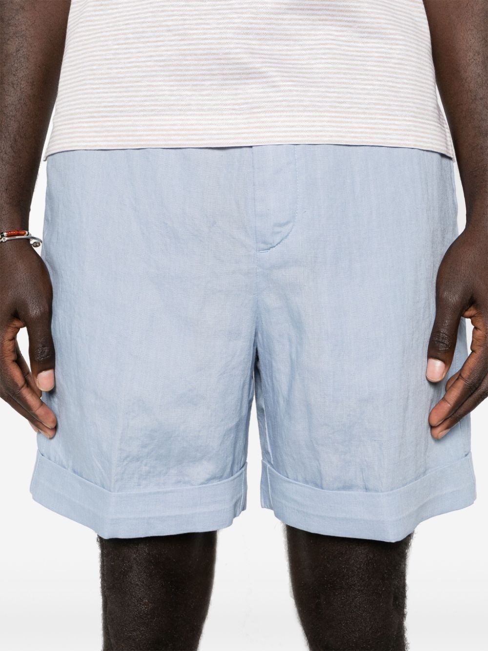 mid-rise linen bermuda shorts - 5