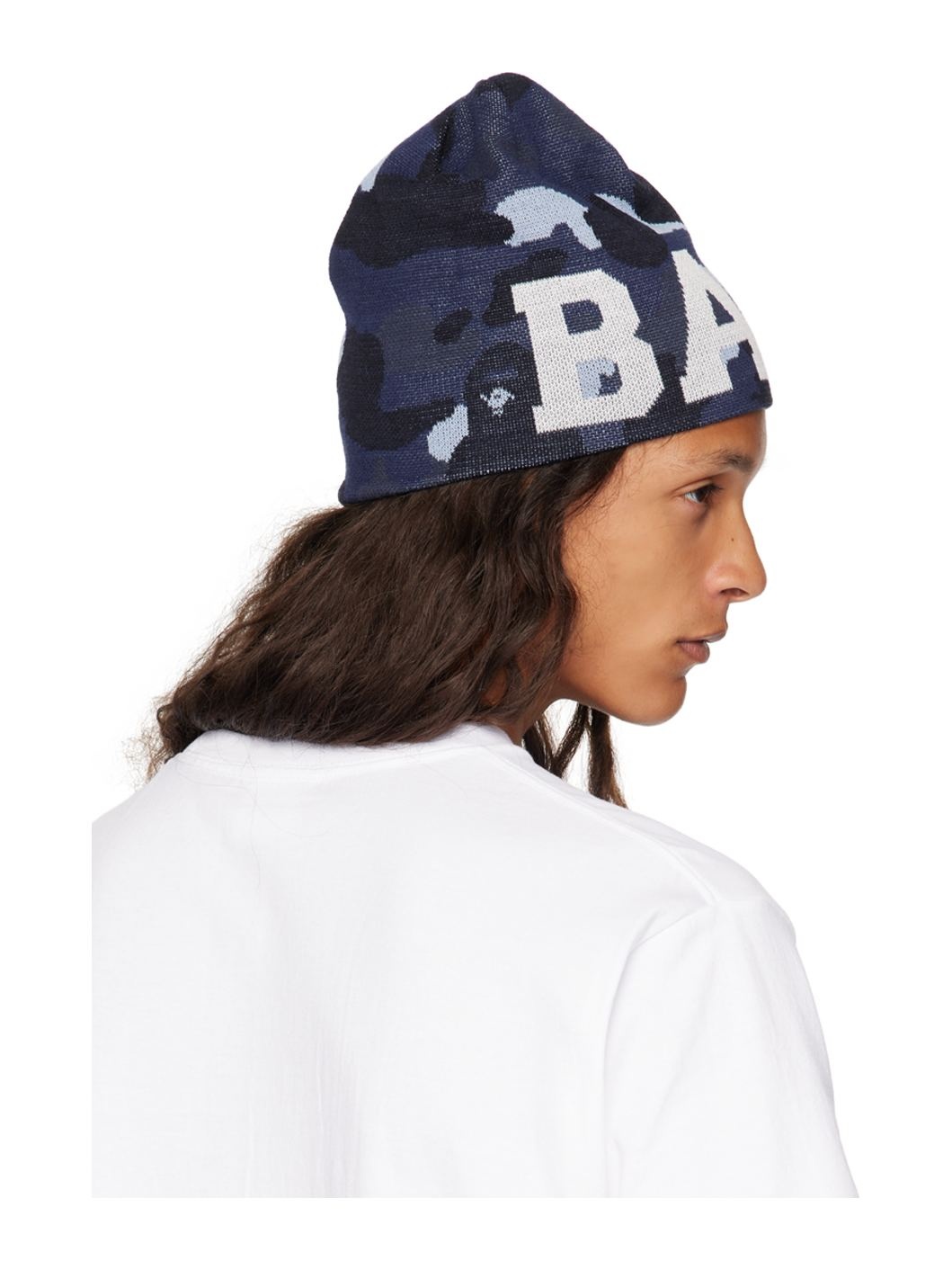 Navy Color Camo Knit Beanie - 3