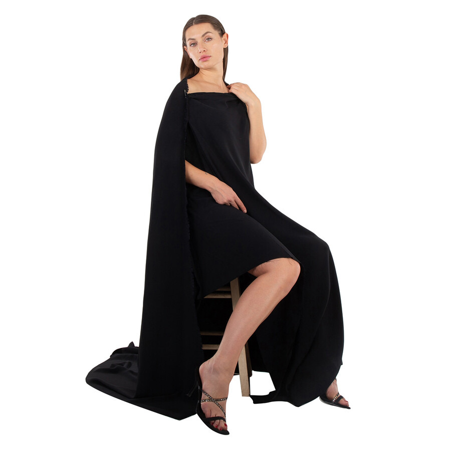 Balenciaga Ladies Black Draped Asymmetric Dress - 5