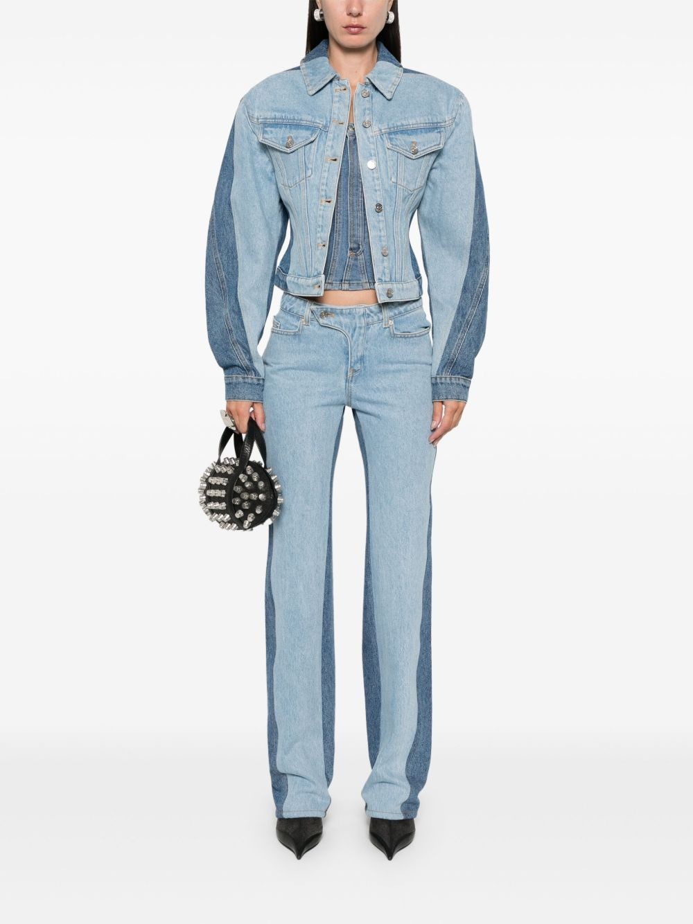 bi-color straight-leg jeans - 2