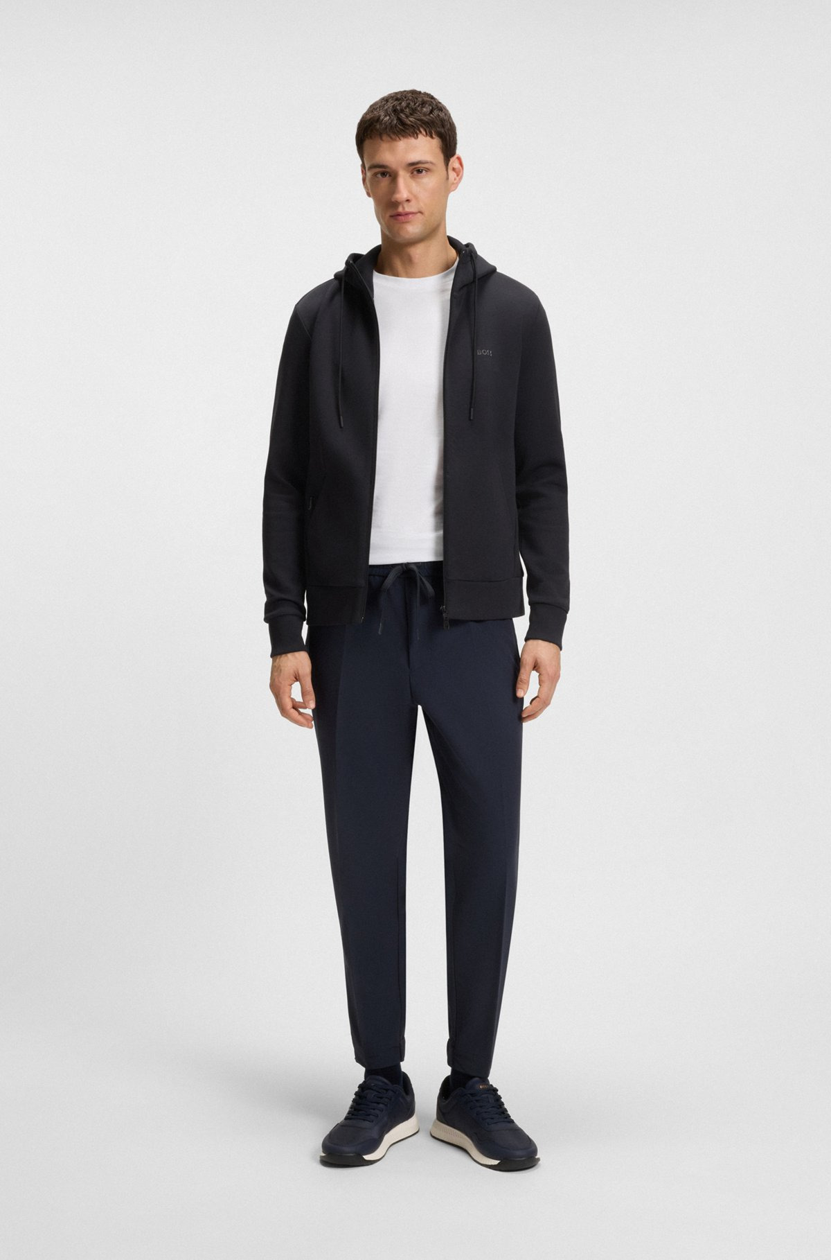 STRETCH-COTTON ZIP-UP HOODIE WITH LOGO PRINT - 4