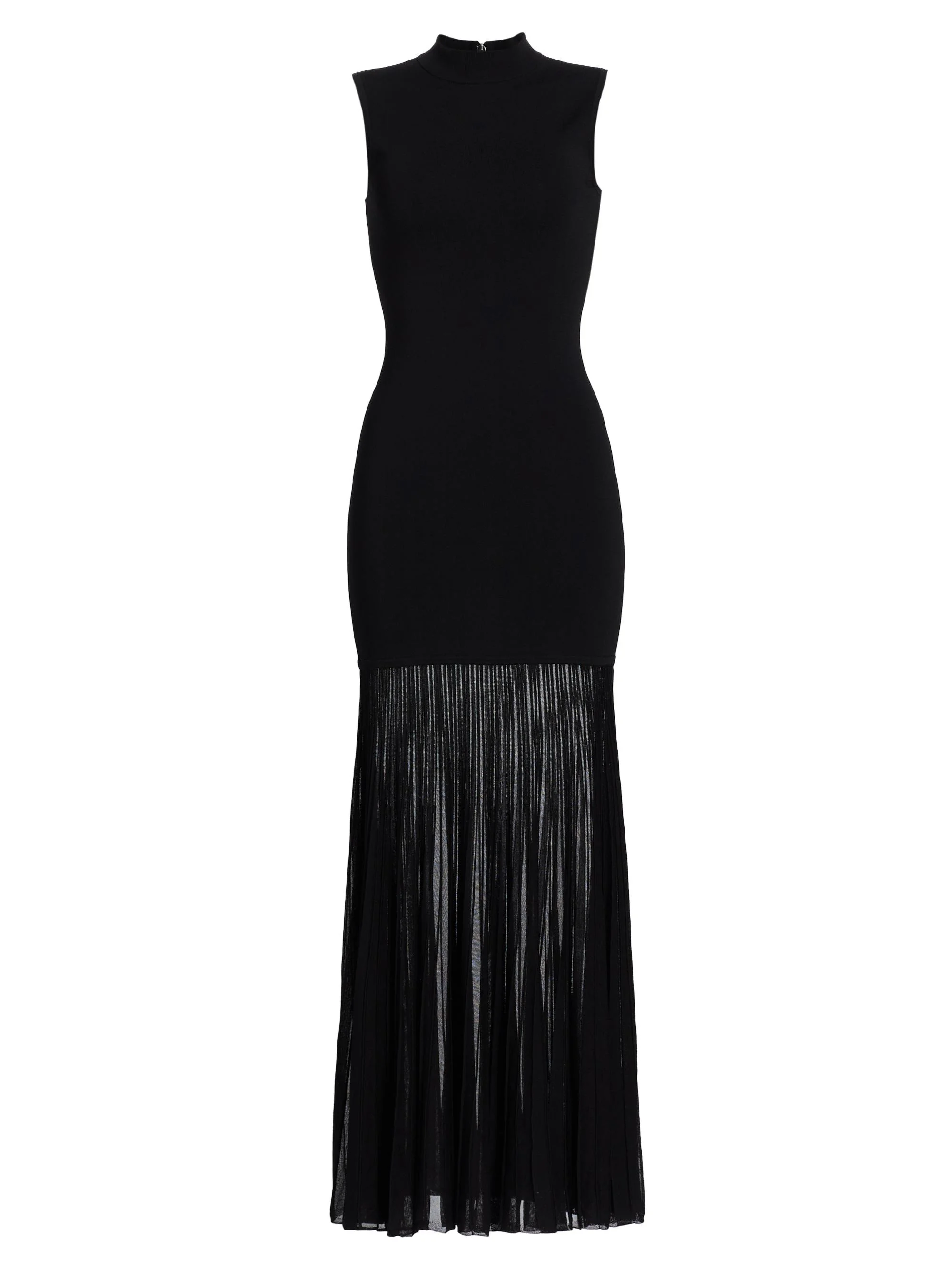 Women's Mock Turtleneck Sheer Maxi Dress - Black - 1