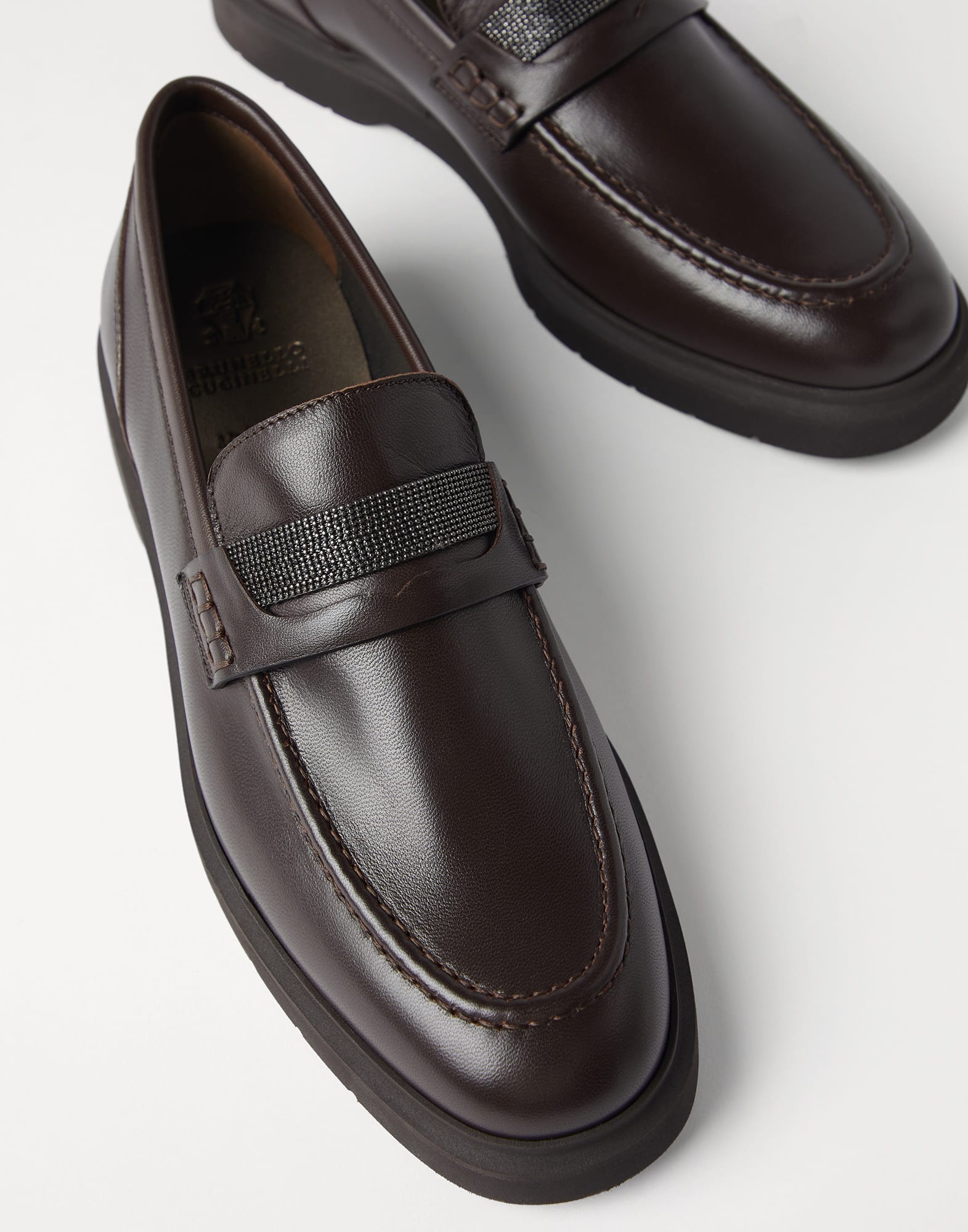 Soft nappa leather penny loafers with precious insert - 3