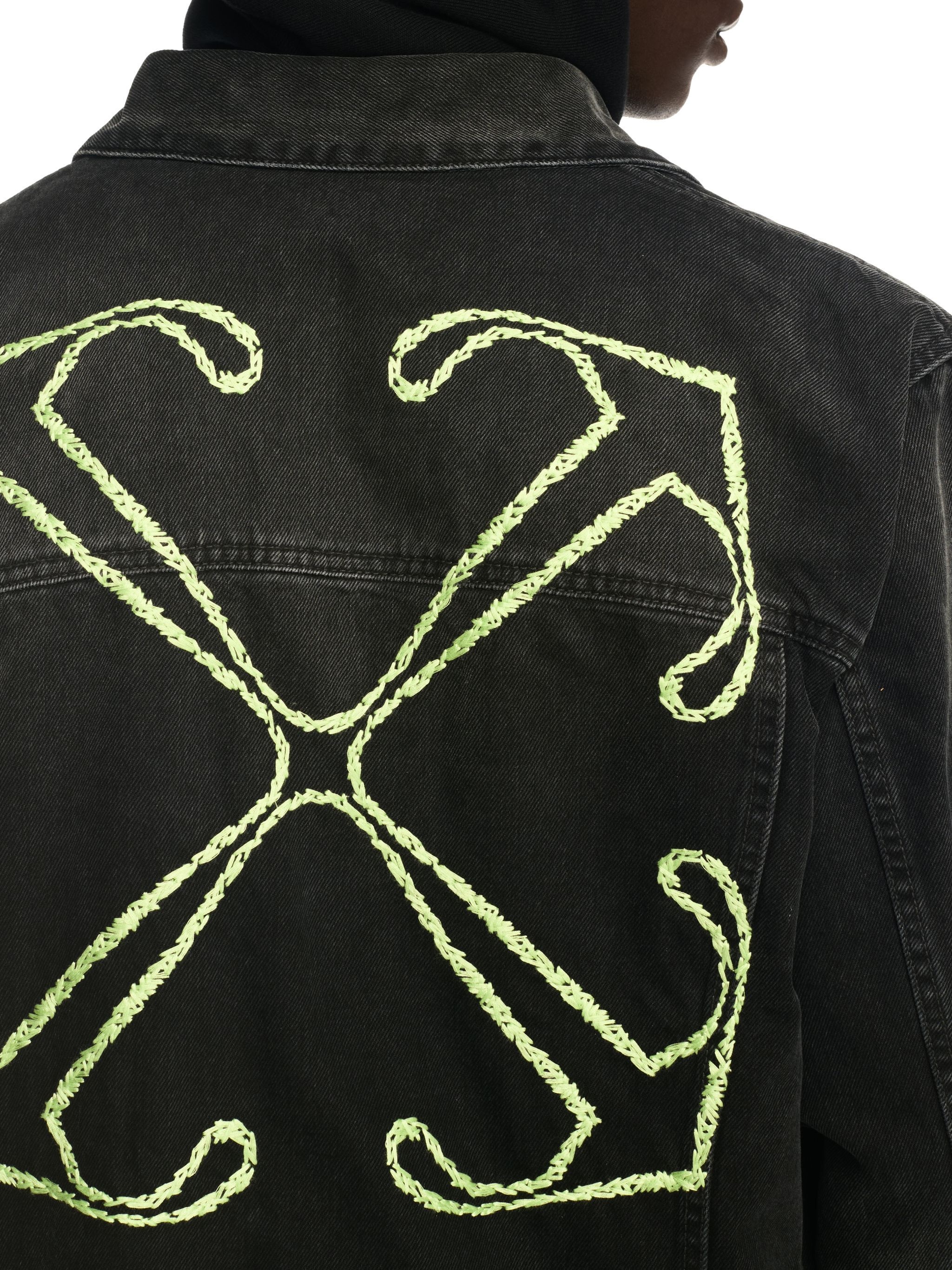 Black Arrow Outline Denim Jacket - 5
