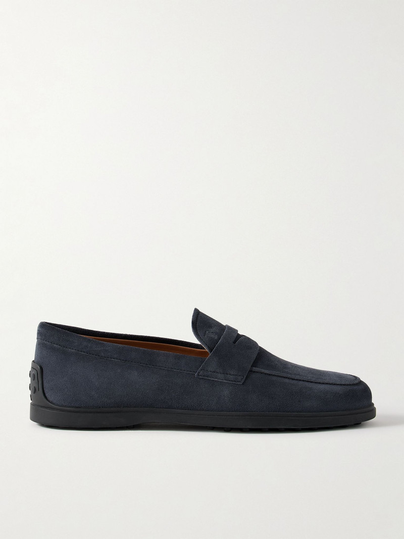 Suede Penny Loafers Navy 1