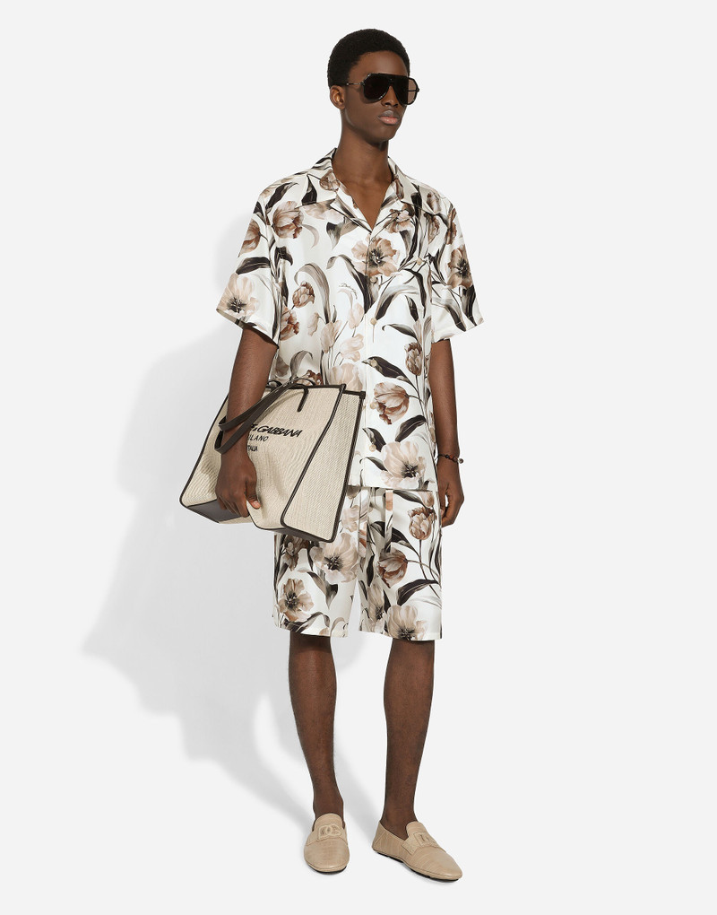 Silk Hawaiian shirt with tulip print 6