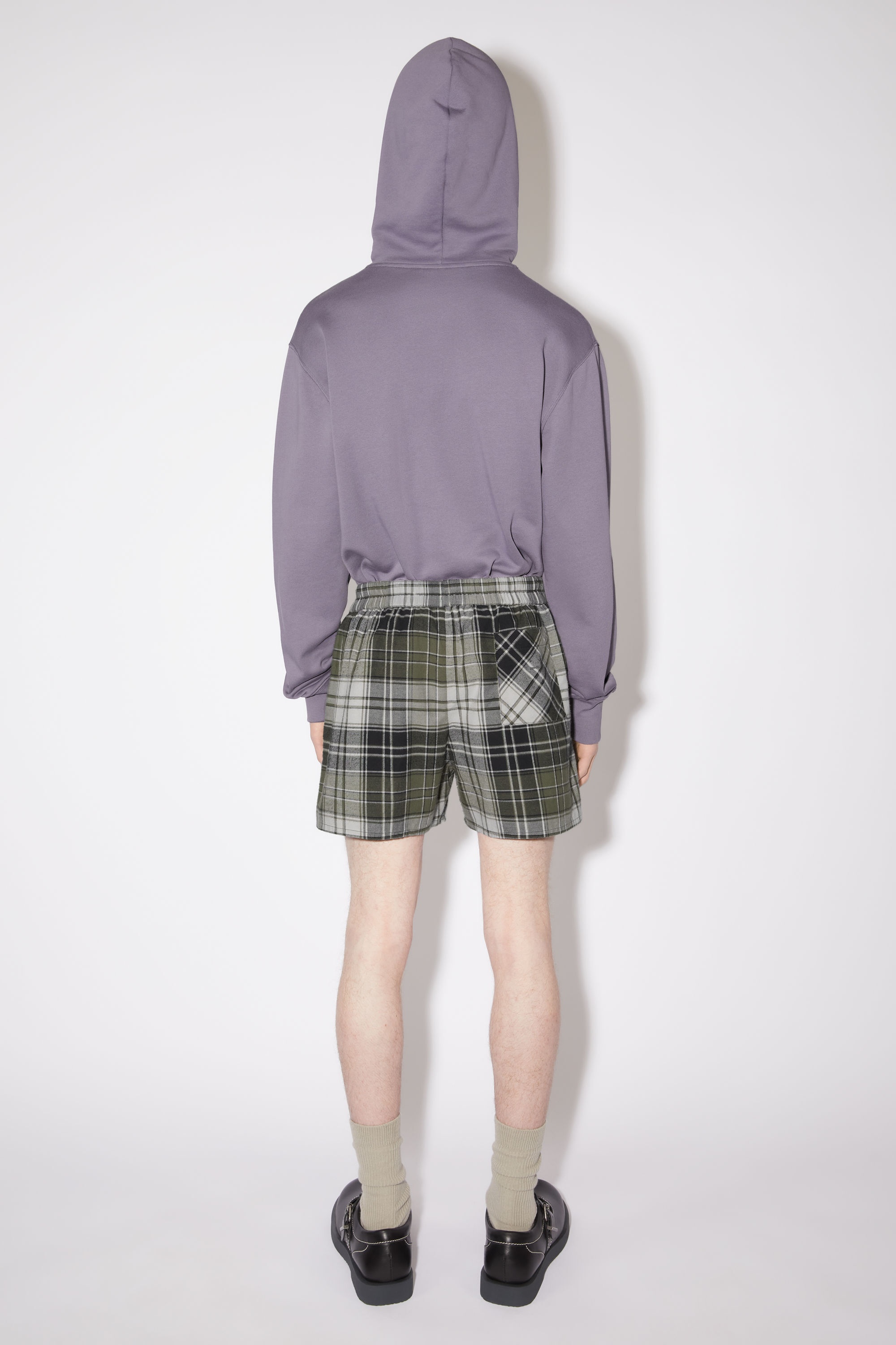 Check flannel shorts - Grey/Dark Green - 3