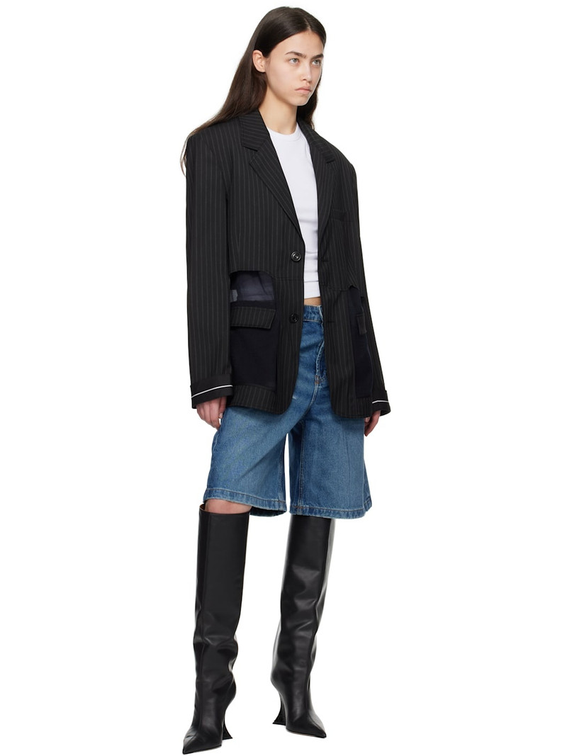 Andersson Bell Black Inside Out Stripe Sheer Blazer outlook