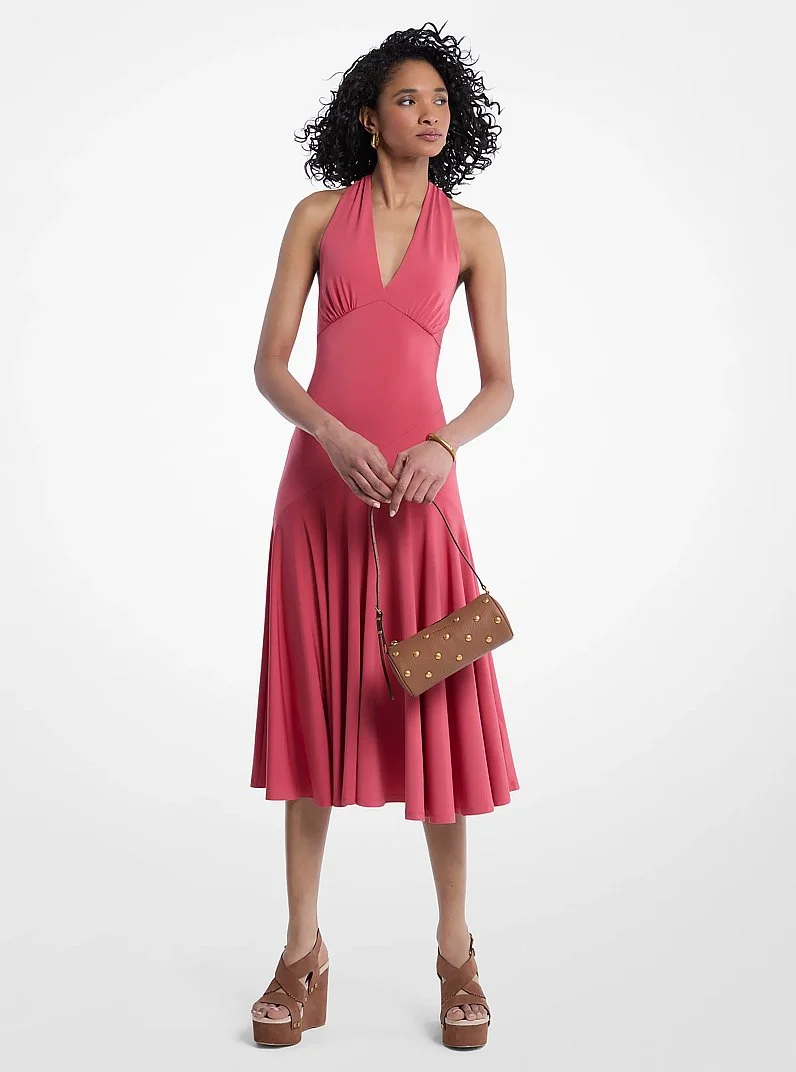 Stretch Matte Jersey Halter Midi Dress - 1