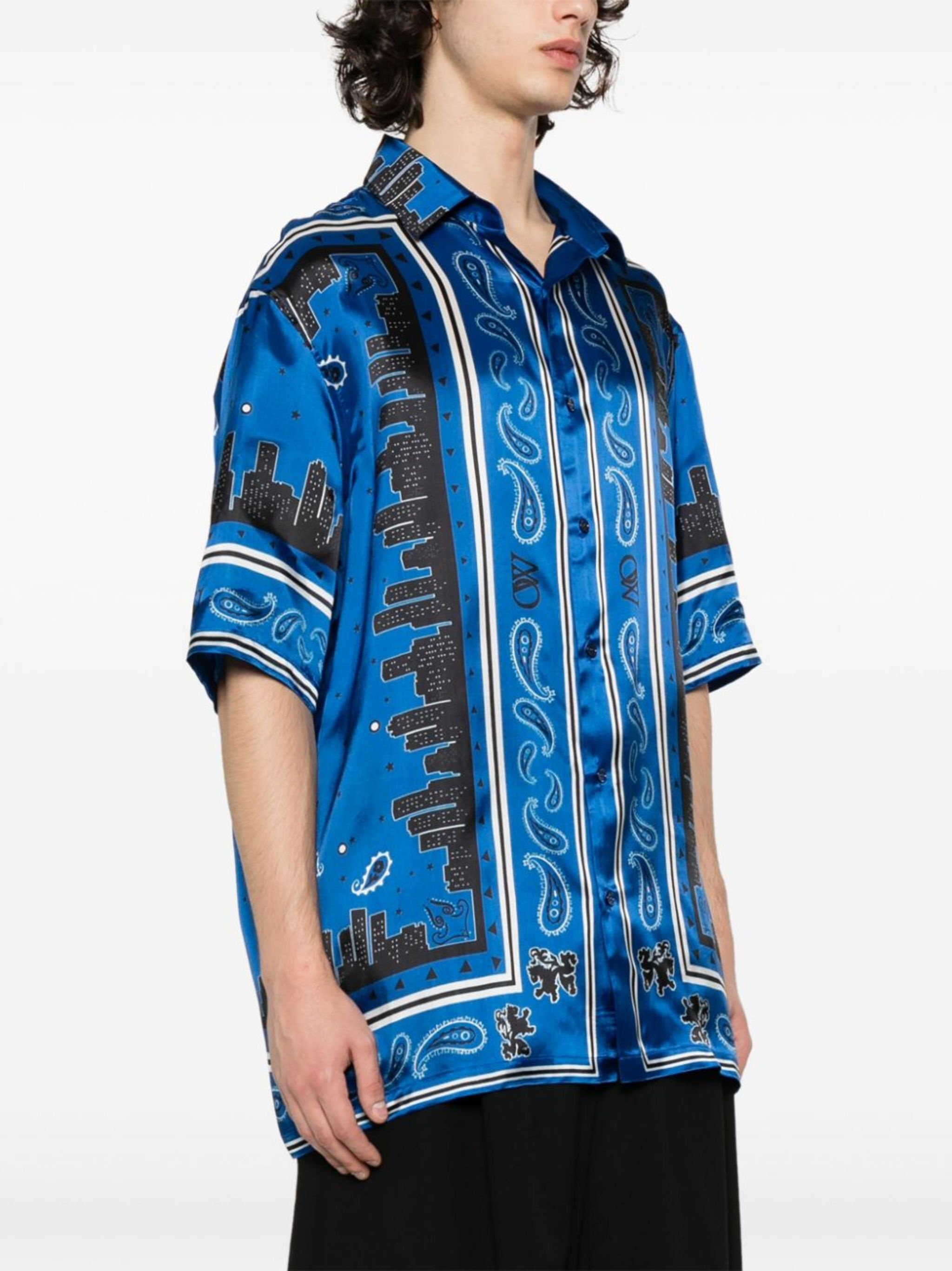 bandana-print twill shirt - 3