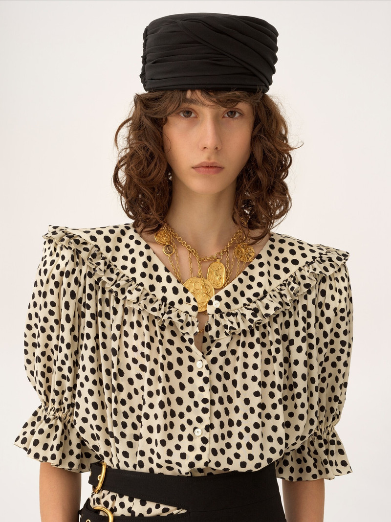 PUFF-SLEEVE RUFFLE TOP IN CRÊPE DE CHINE 6