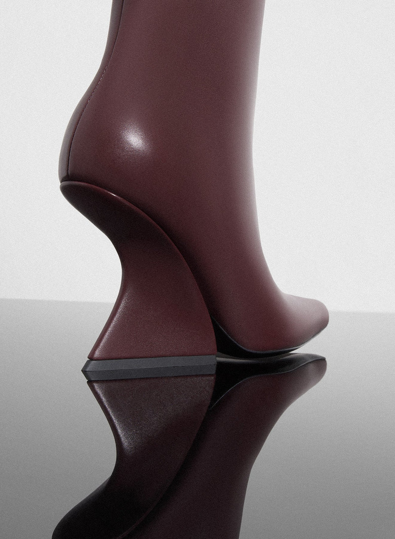 burgundy curved heel ankle boots 3