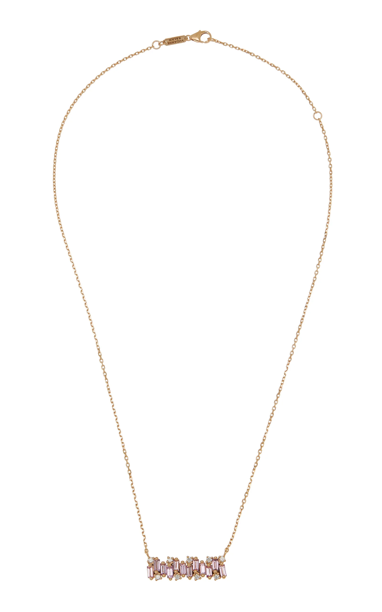 Shimmering 18K Rose Gold Diamond and Sapphire Necklace - 1