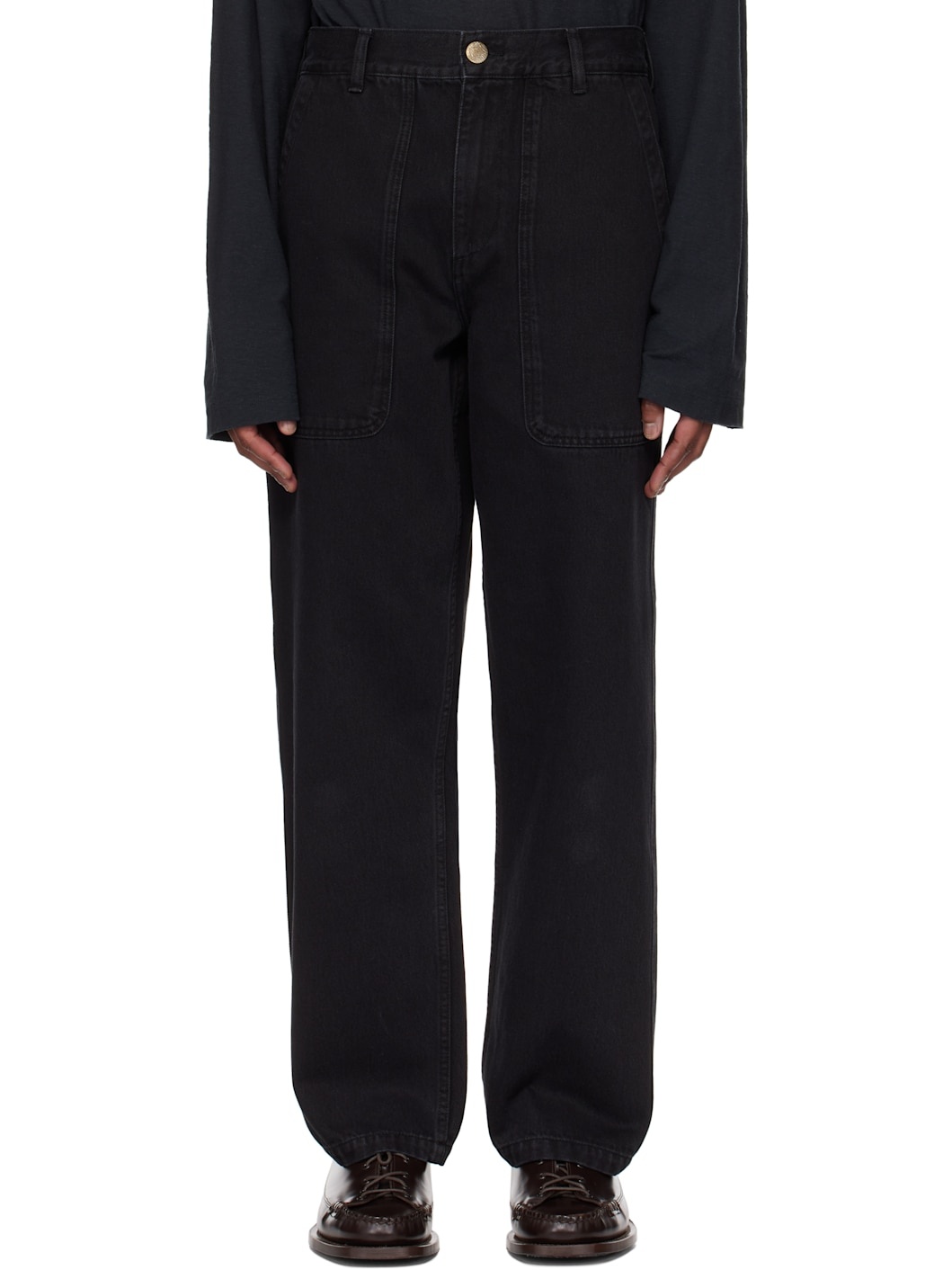 Black Twill Patch Jeans - 1