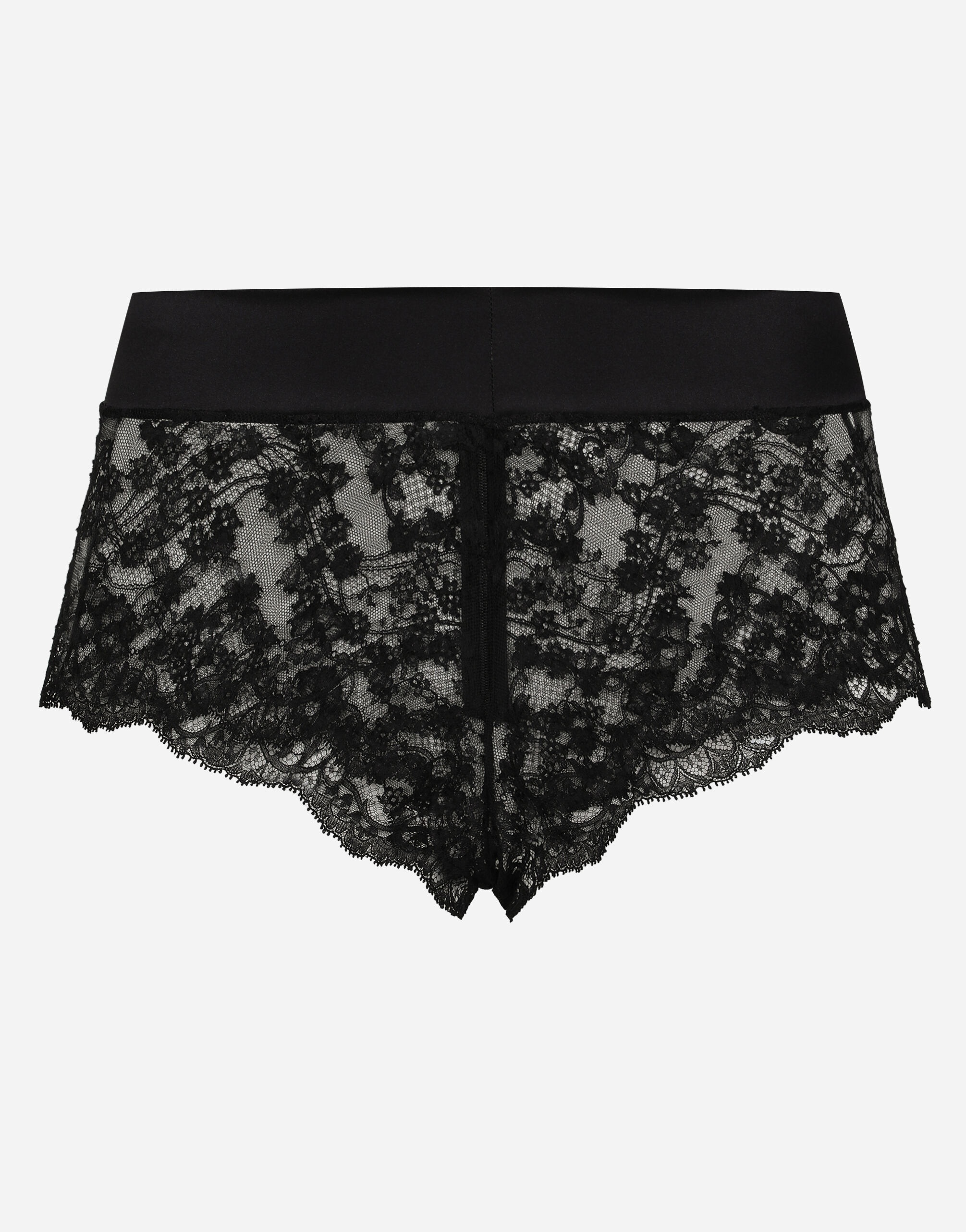 Lace high-waisted panties with satin waistband - 1