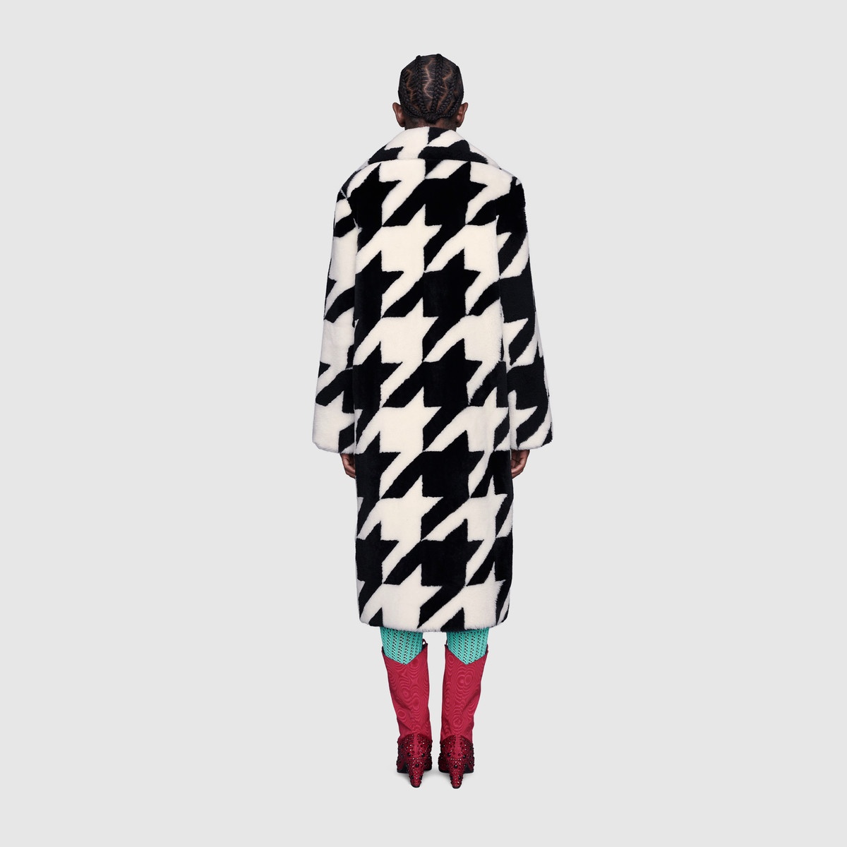 Houndstooth shearling coat - 4