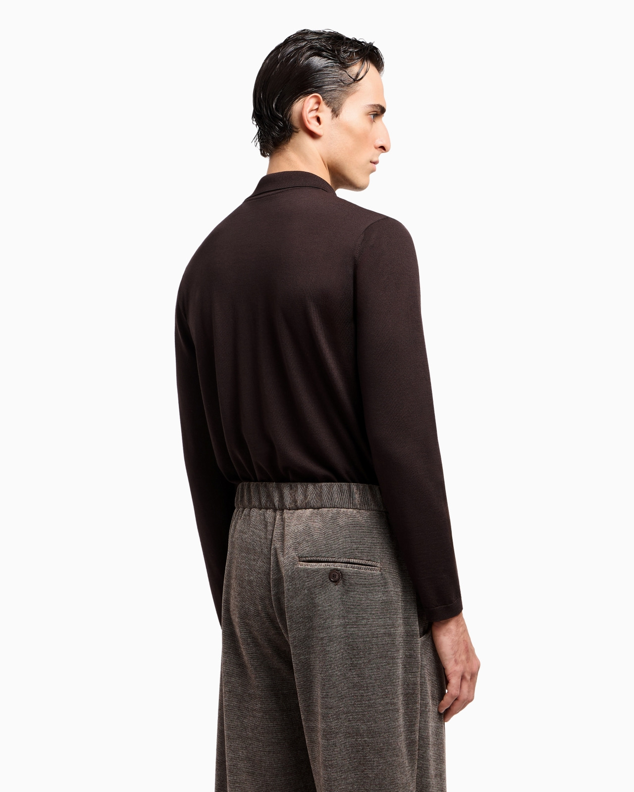 LONG-SLEEVED POLO SHIRT IN VIRGIN WOOL - 3