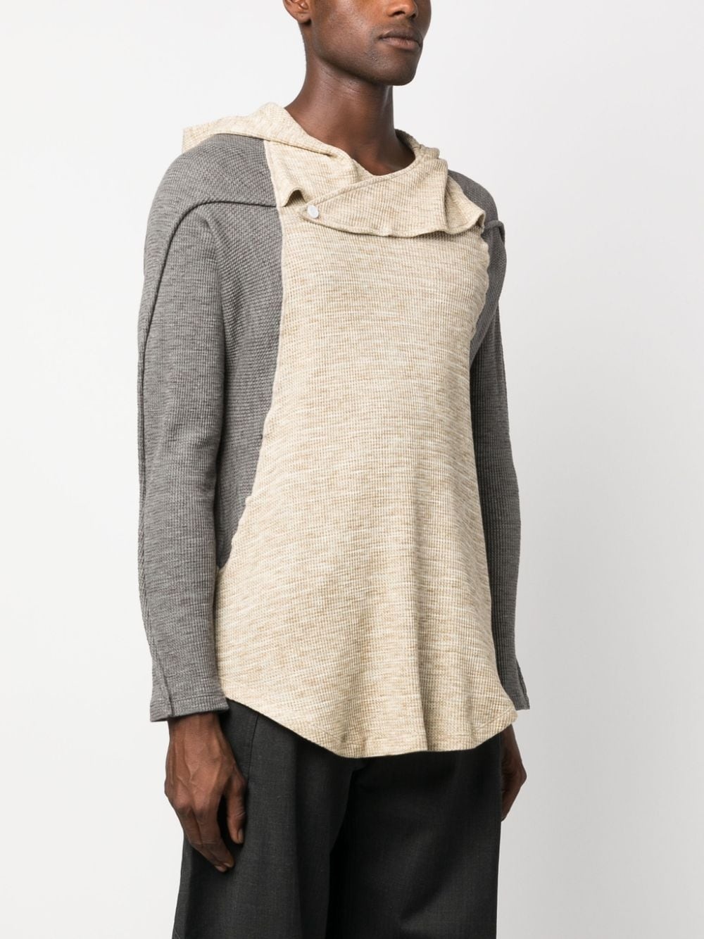 waffle-effect detachable-hood sweatshirt - 3