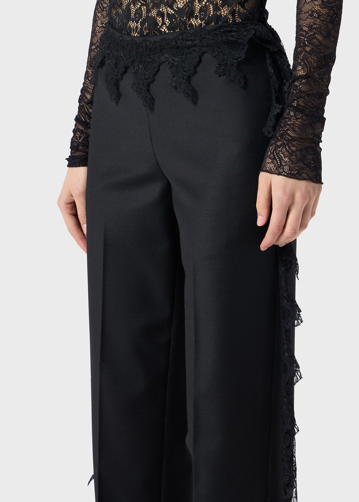 TWILL PANTS WITH SCALLOPED LACE - 5