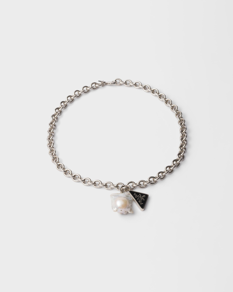 Metal necklace with pearl 1