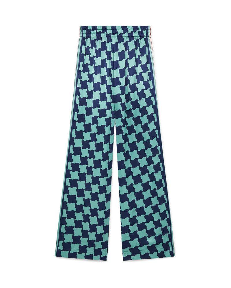 CASABLANCA Pool Tile Wide Leg Silk Trousers outlook